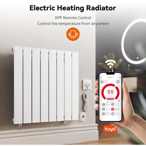 ELEGANT Smart WiFi Thermostatic Electric Radiator Flat Panel White Wall Mounted Heater No Plumbing 600W 630x604mm