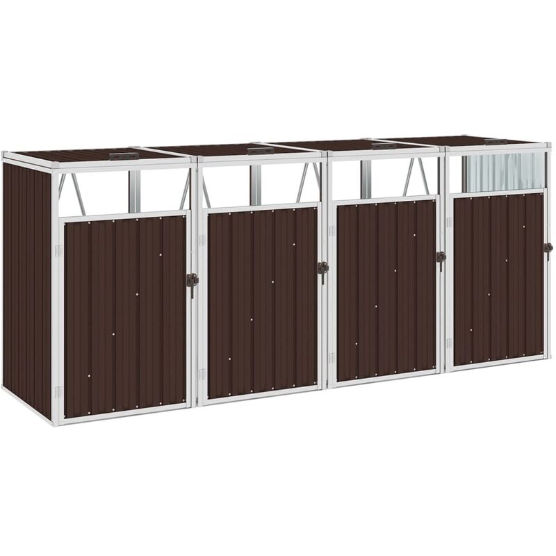 Elegant-Stil Abri de poubelle quadruple Marron 286x81x121 cm Acier,pour Salon/Jardin,Montage facile,41,58 Kg