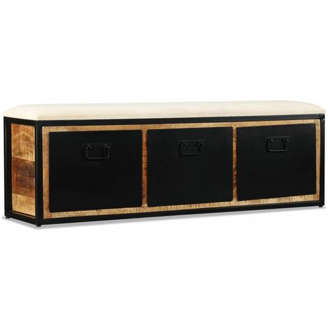 Elegant-Stil Banc de rangement avec 3 tiroirs Bois de manguier 120x30x40 cm,pour Salon/Jardin,Montage facile,31,5 Kg