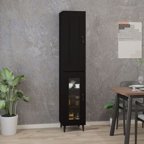 Elegant-Stil Buffet haut Noir 35x34x180 cm Bois d'ingénierie,Montage facile,31 Kg