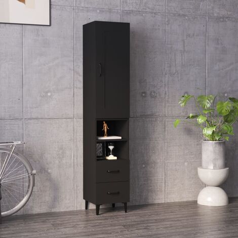 Elegant-Stil Buffet haut Noir 35x34x180 cm Bois d'ingénierie,Montage facile,33,3 Kg