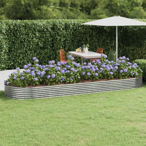 Elegant-Stil Jardinière Acier enduit de poudre 450x140x36 cm Argenté,pour Salon/Jardin,Montage facile,15 Kg
