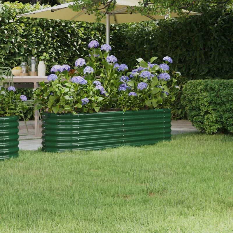 Jardinière de jardin Acier enduit de poudre 152x40x36 cm Vert - Vert
