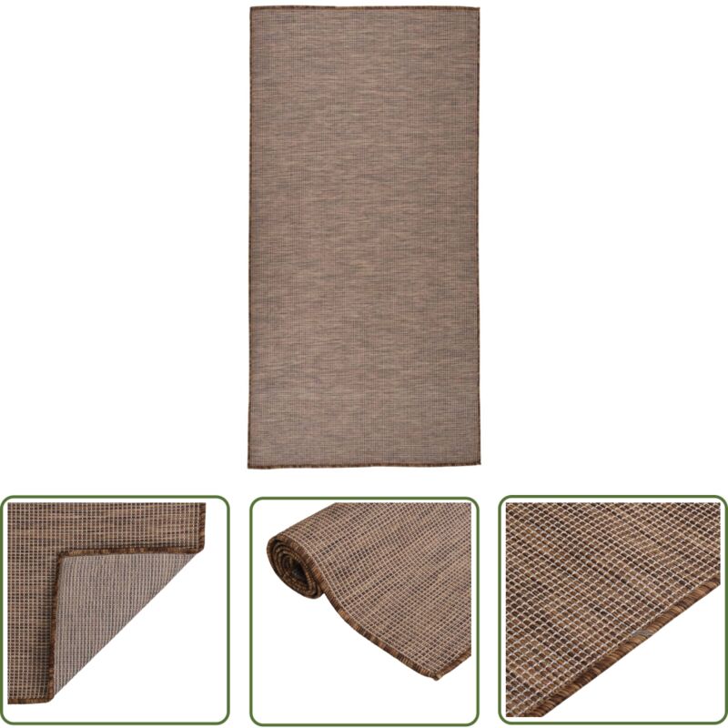Kalisse - fimei Tapis à tissage plat d'extérieur 100x200 cm Marron
