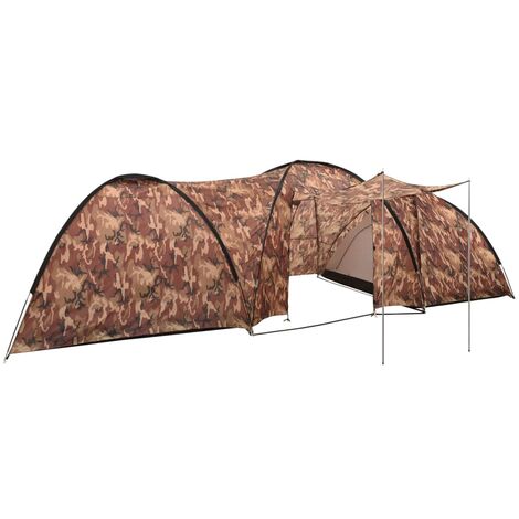 Elegant-Stil Tente igloo de camping 650x240x190 cm 8 personnes Camouflage,pour Salon/Jardin,Montage facile,9,35 Kg