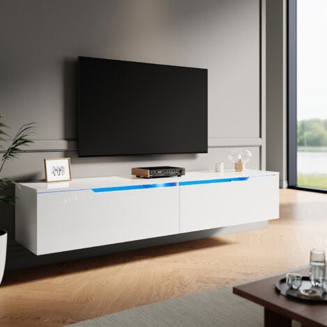 ELEGANT TV Stand Modern High Gloss TV Unit Stand with LED for up to 65-inch TV Screens, White TV Cabinet 1600mm