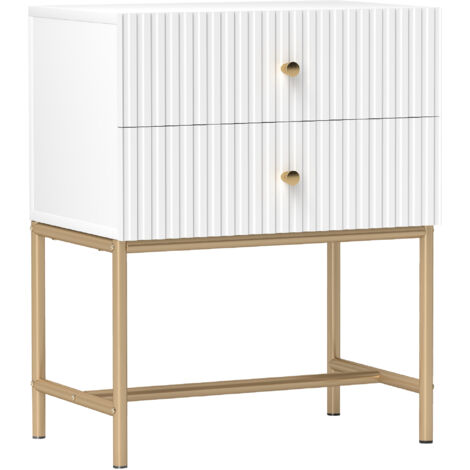 Elegant Two-Drawer Bedside Table - White