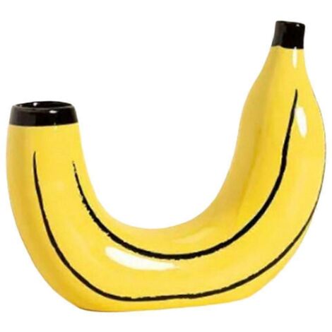 Élégant vase en résine forme banane pour décoration intérieure et arrangement floral, design moderne et original.