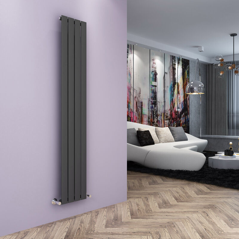 Vertical Column Designer Radiator Flat Panel 1800 x 300 mm Anthracite Single - Elegant