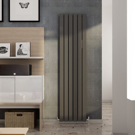 ELEGANT Vertical Column Radiator 1800 x 452 mm Anthracite Single Flat Panel Designer Bathroom Radiator