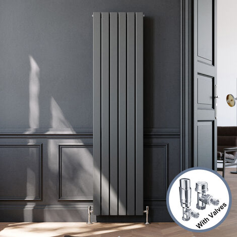 ELEGANT Vertical Radiator Double Flat Panel Anthracite 1800x456mm with Thermostatic Radiator Valves