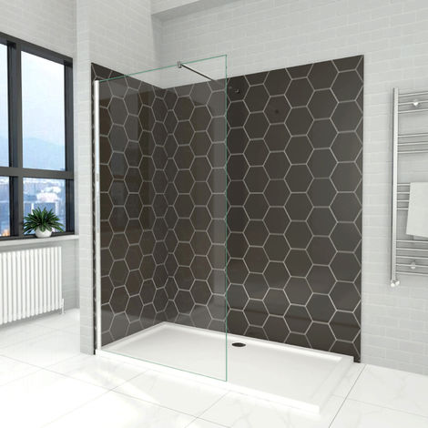 main image of "Elegant Walk in Shower Door,800x1850mm Wet Room Screen Glass 6mm Tougheded Safety Panel with Support Bar"
