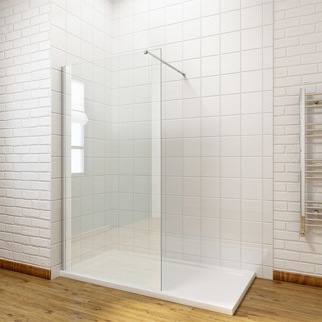 ELEGANT Walk In Shower Enclosure 8mm Easy Clean Glass Wetroom Shower Screen Panel