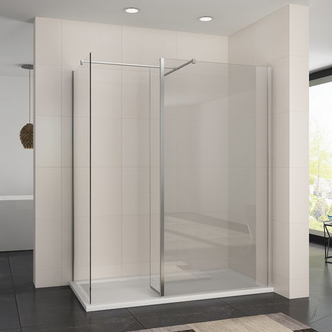 main image of "ELEGANT Walk In Shower Enclosures 8mm Easy Clean Glass 1200 x 800mm Wetroom Shower Screen Panel with 300mm Return Panels and Shower Tray"