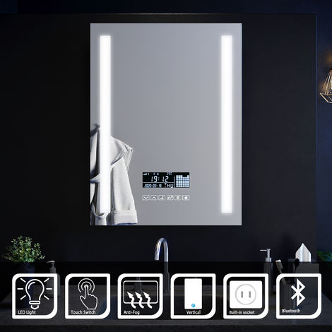 main image of "ELEGANT Wall Mounted Illuminated LED Bathroom Mirror with Lights"