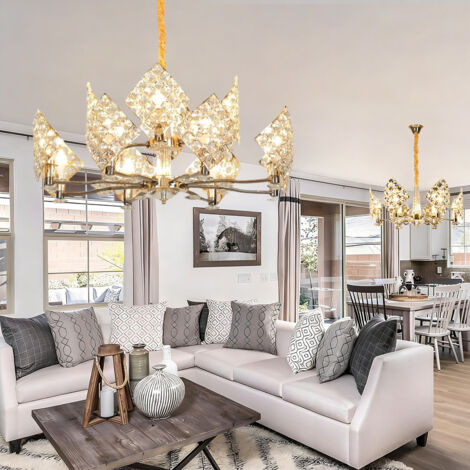 Élégant XXL lustre en cristal Ø88 cm, plafonnier design Diamant, 12 lumières, 3 températures de couleur pour salon