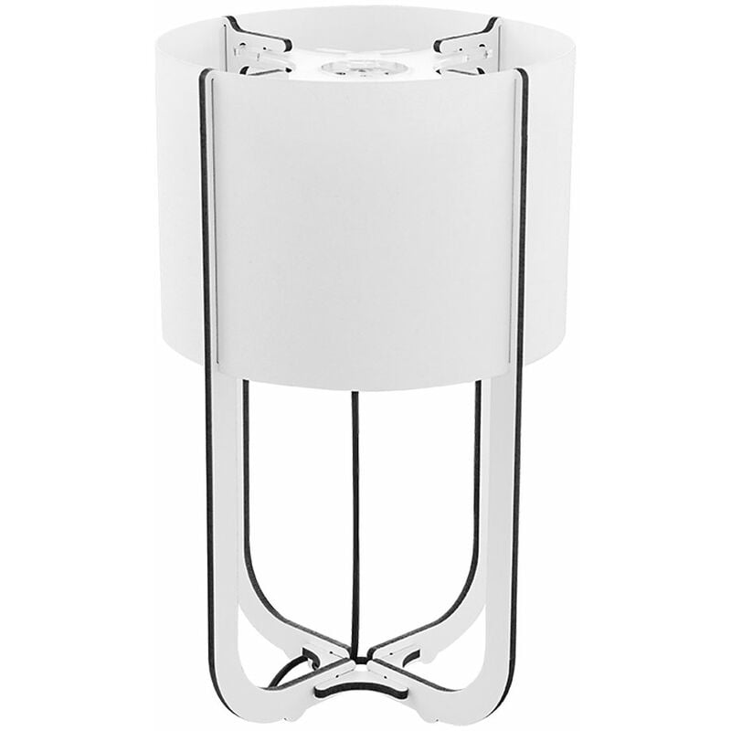 Image of Globo - Lampada da tavolo in legno bianco lampada da comodino paralume in tessuto lampada laterale lampada da tavolo, mdf, led 1.27W 110Lm 6500K, DxH