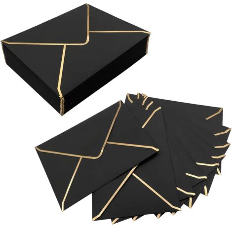 Elegante Busta Nera con Oro 18x13,5cm 10 pezzi