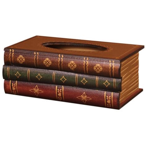 Elegante caja de pañuelos de madera antigua con dispensador para el hogar, la oficina y el coche, 25,5 x 14,5 x 10,3 cm