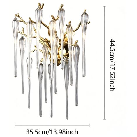 Élégante cristal-suspension dorée, design goutte avec pendentifs en verren, E14 3 lumières pour salle à manger et salon