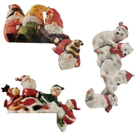 Elegante decoración navideña para la puerta: juego de 4 figuras de madera (Papá Noel, reno) – 20 x 15 cm para un ambiente festivo.