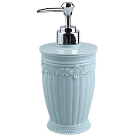 Elegante dispensador manual de jabón de 400 ml con botón pulsador para jabón/champú, para el hogar/hotel/oficina (Tipo n.º 2 - plástico PP, rosa o azul).