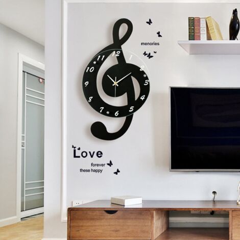 Elegante e innovativo orologio da parete con note musicali, silenzioso complemento d'arredo, con movimento al quarzo digitale e funzionamento a batteria, ideale per bambini, ufficio, scuola e come reg
