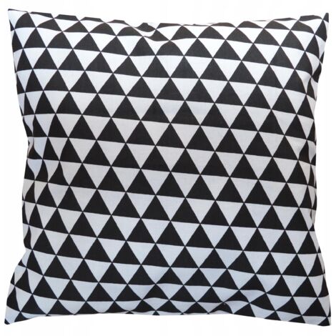 Elegante funda de almohada triangular de algodón, en blanco y negro.