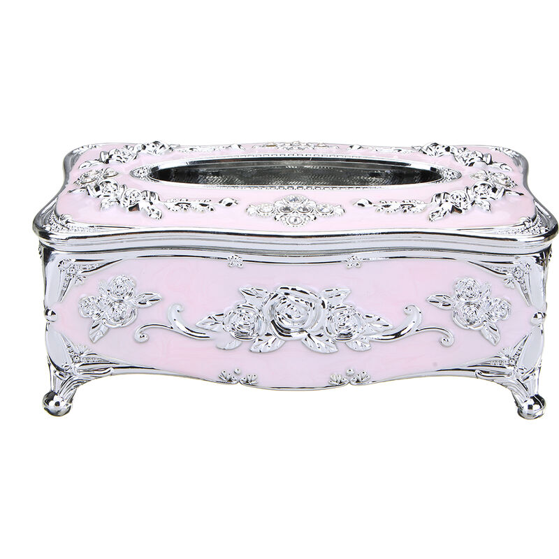 

Kingso - Elegante funda dorada para caja de pañuelos, elegante soporte para toallas, organizador de decoración del hogar del hotel, cinta rosa en