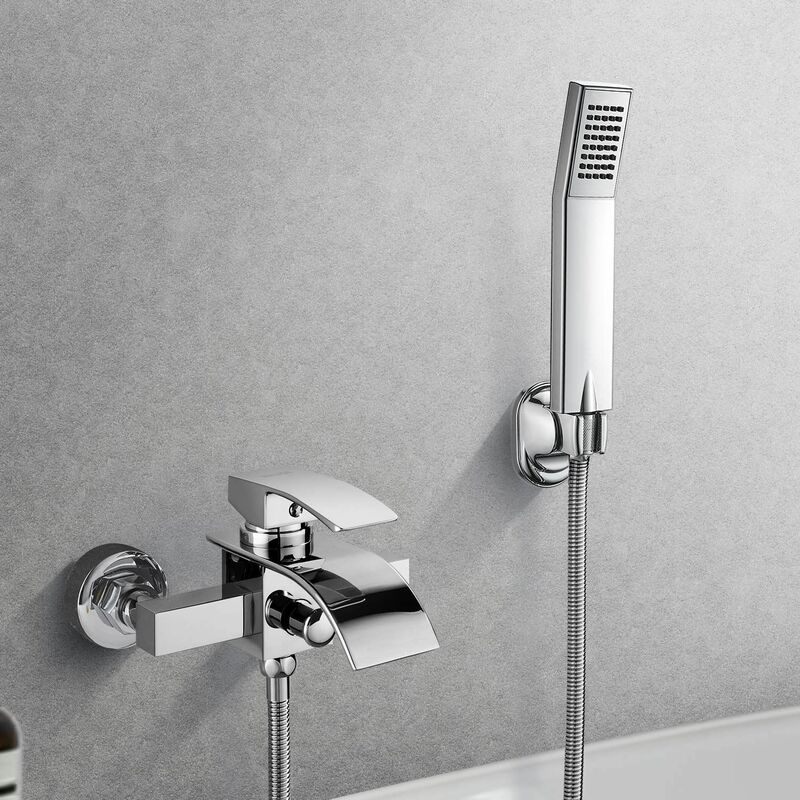 

Elegante Grifo Cromado Contemporáneo para Grifo de Bañera con Grifo, Montaje en pared con Ducha de Mano para Baño Conjunto de Ducha para Baño Grifo