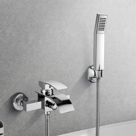 Elegante Grifo Cromado Contemporáneo para Grifo de Bañera con Grifo, Montaje en pared con Ducha de Mano para Baño Conjunto de Ducha para Baño Grifo de Ducha de Lluvia Grifo de Bañera Grifo de Bañera Grifo de Bañera
