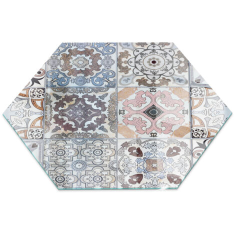 Elegante Hartglas Kaminbodenplatte Ofenglas Funkenschutzplatte für Kamin Hitzeschutz Schutzplatte Mosaikmuster auf Fliesen h40 cm