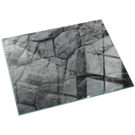 Elegante Hartglas Kaminbodenplatte Ofenglas Funkenschutzplatte für Kamin Hitzeschutz Schutzplatte Natursteinmuster 120x80 cm