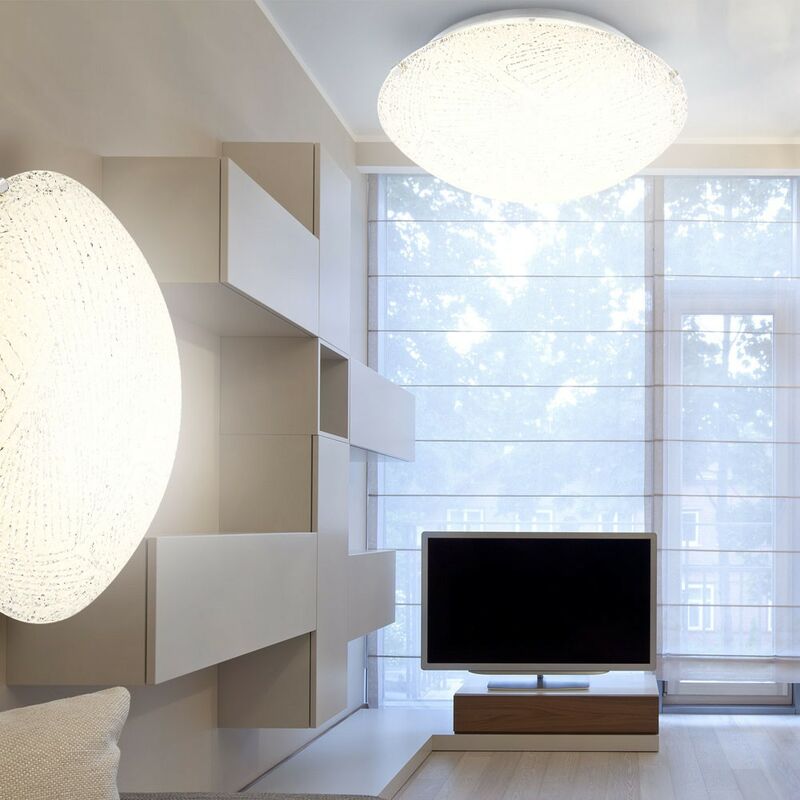 Image of Globo - Plafoniera, plafoniera, lampada soggiorno, lampada camera da letto, lampada corridoio, fantasia metallo, vetro satinato bianco, 1x led 8W