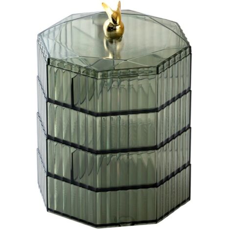 Elegante joyero verde: organizador versátil para anillos, collares y pendientes.