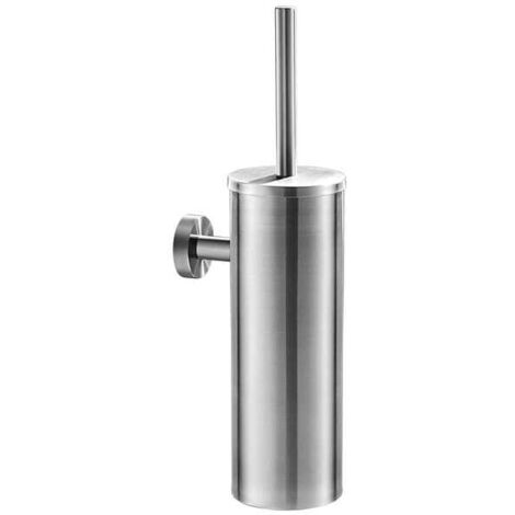 Elegante juego de cepillo de inodoro de acero inoxidable con mango largo y soporte higiénico para el baño.