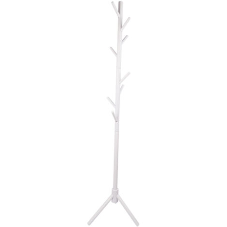 Elegante Kleiderstange aus Massivholz für weiße Wohnzimmer, abgerundete Ecken, funktional und ästhetisch.