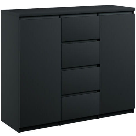 Elegante Kommode 2d4s 120 in Mattschwarz - Kombiniert Stil und Funktionalität