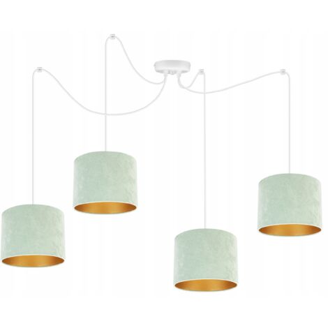 ELEGANTE LAMPADA A SOSPENSIONE A FORMA DI RAGNO, PARALUME IN VELLUTO DORATO