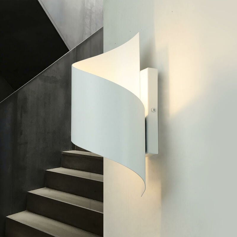 Image of Licht-erlebnisse - Elegante lampada da parete per interni design Up&Down in stile moderno in metallo bianco G9 Illuminazione indiretta per corridoio