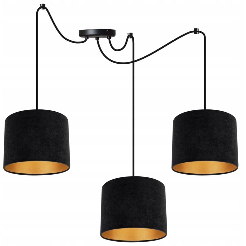 Élégante Lampe À Suspension Araignée Abat-Jour Doré En Velours