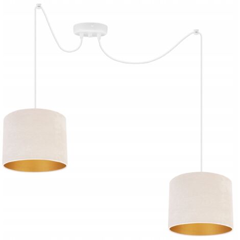 ÉLÉGANTE LAMPE À SUSPENSION ARAIGNÉE ABAT-JOUR DORÉ EN VELOURS