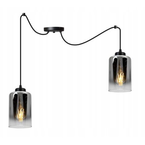 ÉLÉGANTE LAMPE À SUSPENSION EN VERRE ARAIGNÉE ABAT-JOUR DORÉ