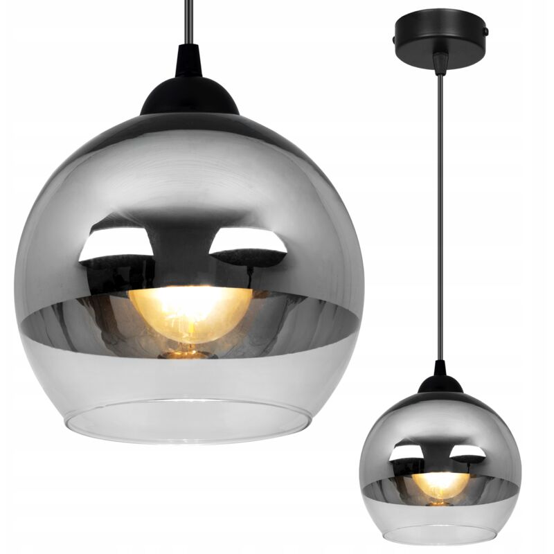 Élégante Lampe Suspendu Abat-Jour En Verre Chrome Led