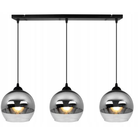 ÉLÉGANTE LAMPE SUSPENDU ABAT-JOUR EN VERRE CHROME LED