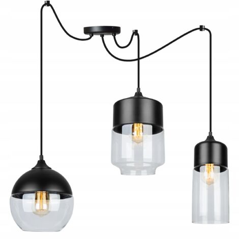 ÉLÉGANTE LAMPE SUSPENDU ARAIGNÉE ABAT-JOUR EN VERRE