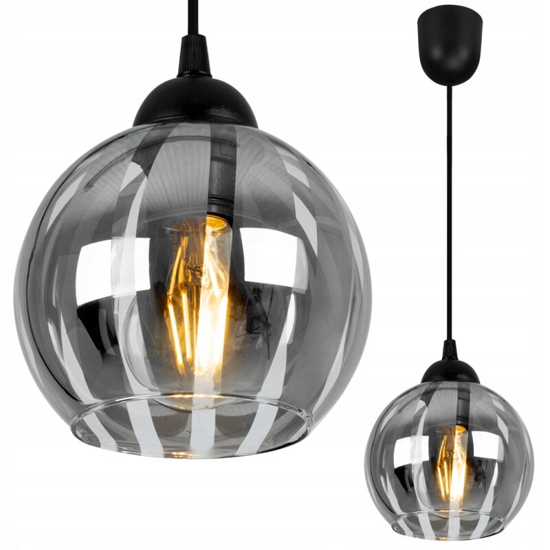 Élégante Lampe Suspendu En Verre Chromé Boule