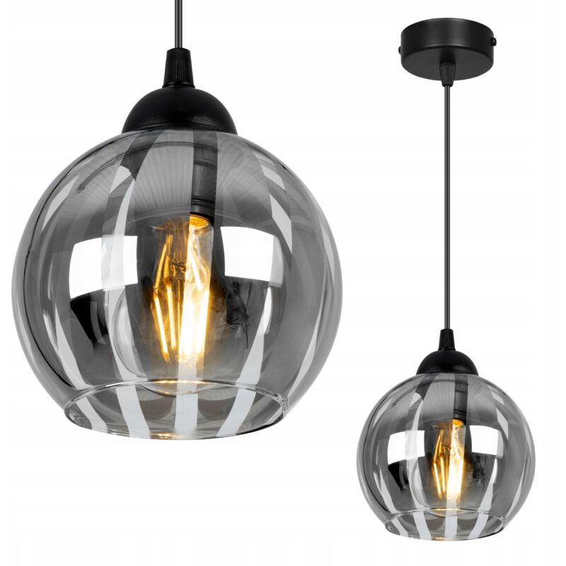 Élégante Lampe Suspendu En Verre Chromé Boule