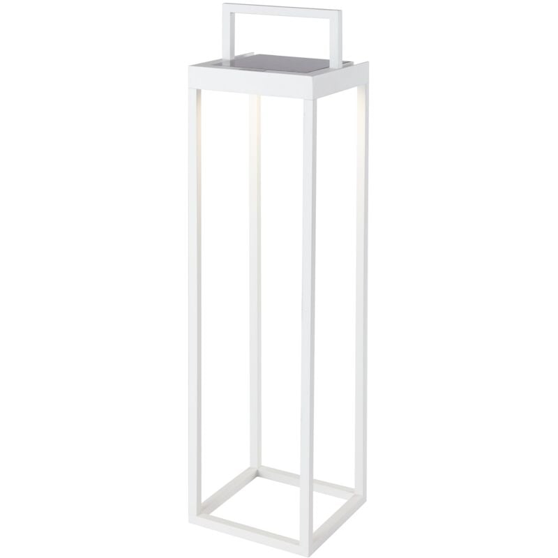 

Elegante linterna solar de aluminio blanco para ser plantada o fijada al suelo. LED blanco cálido BIG HYDRA H50cm con interruptor.