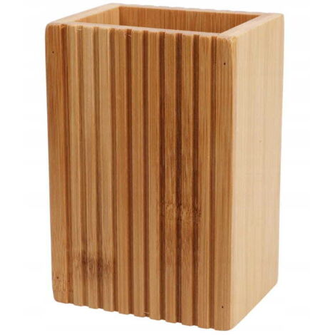 Elegante portaspazzolino da bagno in bambù 8,8x6,6x12,4 cm
